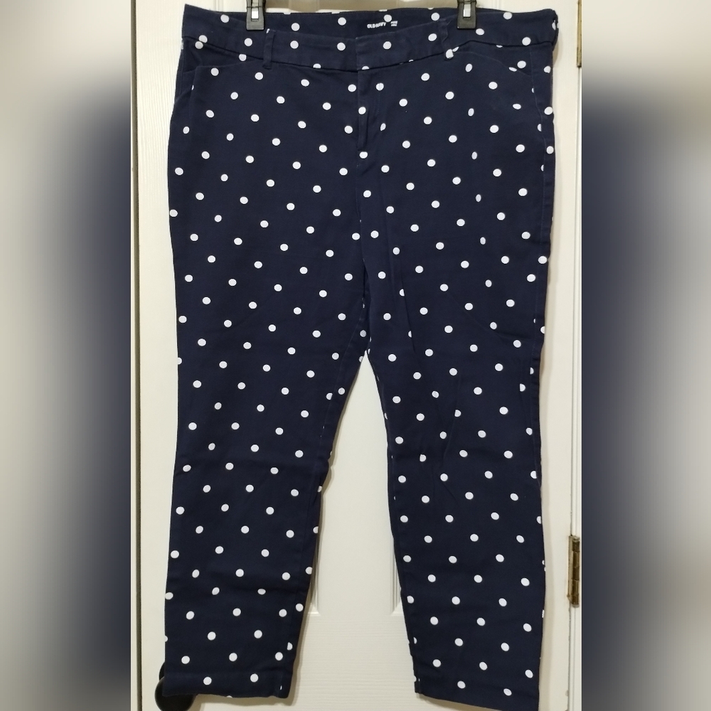 Old Navy Women's Size 18 Navy Polka Dot Pixie Ankle Pants